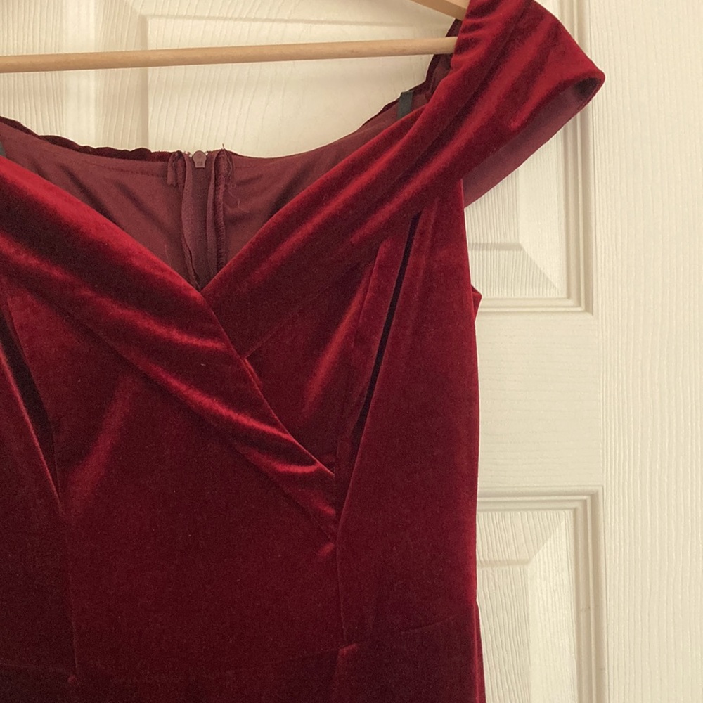 Long Red Velvet Dress